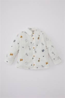 BABY BOY PATTERNED VOİLE LONG SLEEVE SHİRT