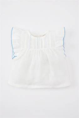 BABY GİRL CREW NECK MUSLİN SHORT SLEEVE SHİRT