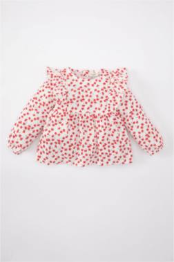 BABY GİRL CREW NECK FLARED POPLİN SHİRT