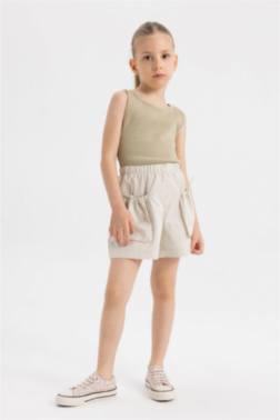 GİRL COTTON POCKET SHORTS