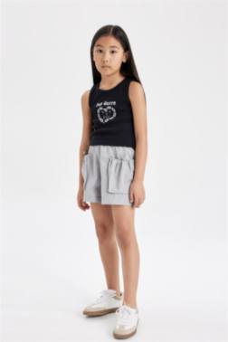 GİRL COTTON POCKET SHORTS