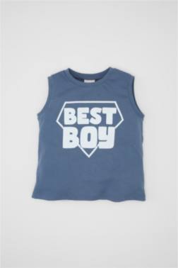 BABY BOY CREW NECK PRİNTED SLEEVELESS T-SHİRT