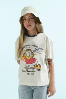 GİRL GARFİELD RELAX FİT SHORT SLEEVE T-SHİRT