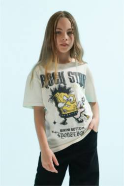 GİRL SPONGEBOB OVERSİZE FİT SHORT SLEEVE T-SHİRT