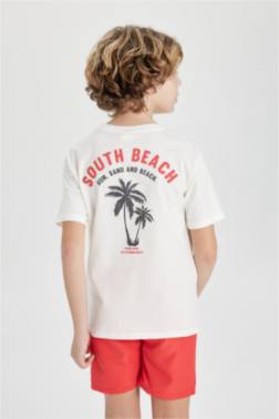 BOY CREW NECK PRİNTED SHORT SLEEVE T-SHİRT