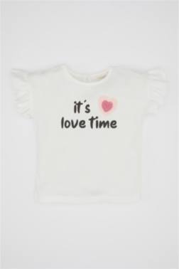 BABY GİRL SLOGAN PRİNTED SHORT SLEEVE T-SHİRT