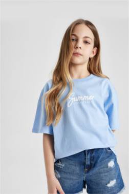 GİRL OVERSİZE FİT BACK PRİNTED SHORT SLEEVE T-SHİRT
