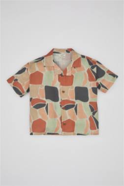 BABY BOY OPEN COLLAR FLARED POPLİN SHORT SLEEVE SHİRT