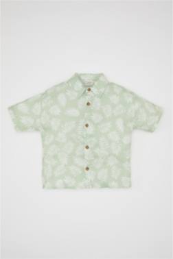 قميص ولادي نص ردن قصة عادية منقوش