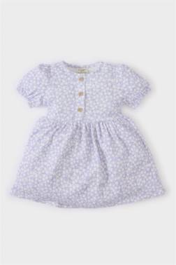 فستان فلورال بناتي قصة عادية نص ردن وياخة مربعة