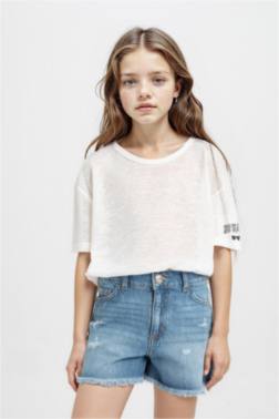 GİRL OVERSİZE PRİNTED SHORT SLEEVE T-SHİRT