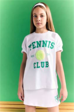 GİRL OVERSİZE FİT PRİNTED SHORT SLEEVE T-SHİRT