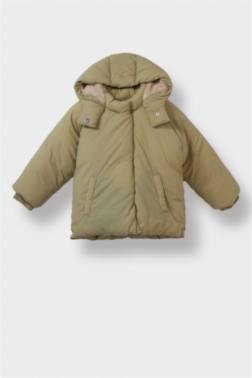 BABY GİRL HOODED WATERPROOF SOFT FURRY PUFFER JACKET