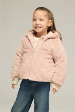 BABY GİRL PLUSH ZİPPER HOODED JACKET