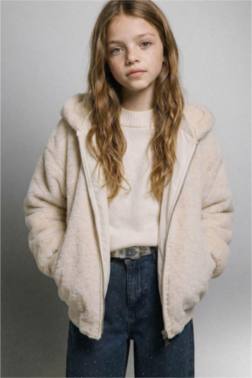 GİRL DOUBLE SİDED HOODED ZİPPERED JACKET