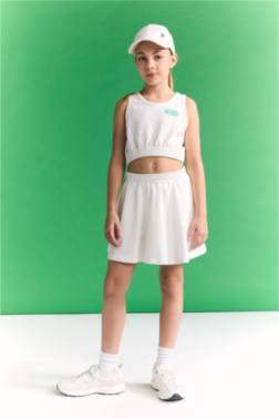 GİRL PRİNTED SLEEVELESS T-SHİRT SKİRT 2 PİECE SET