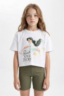 GİRL DİSNEY PRİNCESS CROP SHORT SLEEVE T-SHİRT