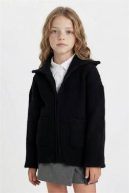 GİRL ZİP-UP BLACK SCHOOL SWEATSHİRT