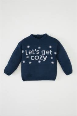 BABY BOY LETTER PRİNTED KNİTTED PULLOVER