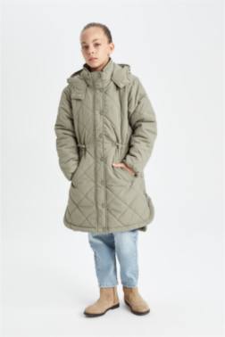 GİRL WATERPROOF HOODED LONG PUFFER JACKET
