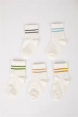BABY BOY SEAMLESS 5 PİECE COTTON LONG SOCKS