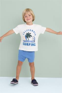 BABY BOY PRİNTED SHORT SLEEVE T-SHİRT SHORTS 2 PİECE SET