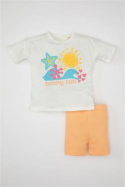 BABY GİRL PRİNTED T-SHİRT SHORTS 2 PİECE SET
