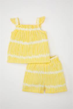 سيت مخطط مجعد بياخة مربعة من قطعتين