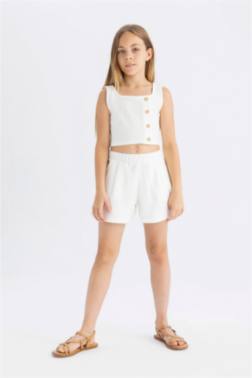 GİRL SLEEVELESS BLOUSE SHORTS 2 PİECE SET