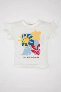 BABY GİRL REGULAR FİT CREW NECK FLORAL T-SHİRT