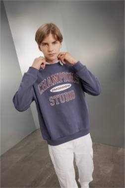 BOY OVERSİZE FİT PRİNTED SCHOOL SWEATSHİRT