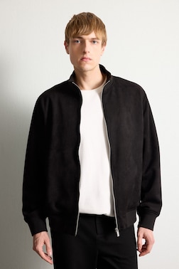 SUEDE HIGH NECK PUFFER JACKET