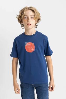 BOY CREW NECK PRİNTED SHORT SLEEVE T-SHİRT