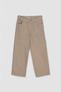 بنطلون بناتي وايد ليج قطن برجل واسع