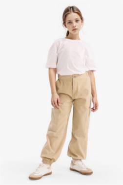 GİRL PARACHUTE COTTON CARGO PANTS