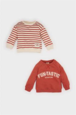 BABY BOY PRİNTED SOFT FURRY INSİDE 2 PİECE SWEATSHİRT