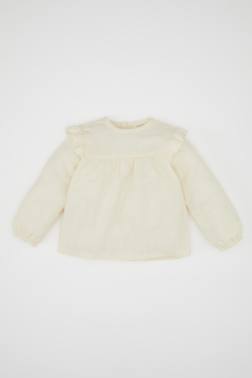 قميص بناتي فلورال تويل قصة عادية بياخة مستديرة