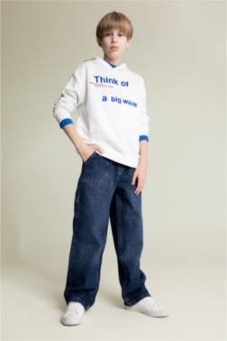 ERKEK ÇOCUK WİDE LEG DÜZ PAÇA JEAN PANTOLON