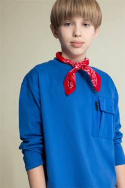 ERKEK ÇOCUK OVERSİZE GENİŞ KALIP BİSİKLET YAKA UZUN KOLLU TİŞÖRT