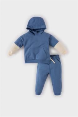 BABY BOY HOODED POCKETED SWEATSHİRT SWEATPANTS 2 PİECE SET