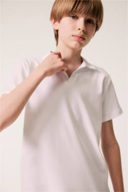 BOY CHİLD WİDE NECK SHORT SLEEVE POLO T-SHİRT