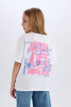 GİRL OVERSİZE FİT CREW NECK BACK PRİNTED T-SHİRT