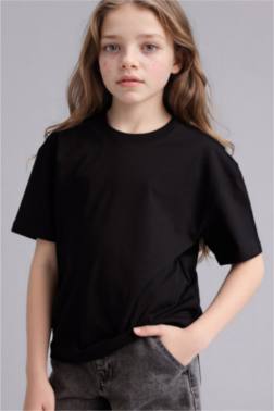 T-SHIRT MANCHES COURTES À COL ROND COUPE DÉCONTRACTÉE POUR FILLE