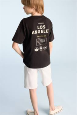 BOY CREW NECK BACK PRİNTED SHORT SLEEVE T-SHİRT
