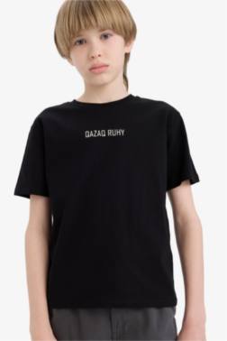 BOY CREW NECK PRİNTED SHORT SLEEVE T-SHİRT
