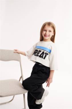 GİRL SLOGAN PRİNTED SWEATSHİRT FABRİC T-SHİRT