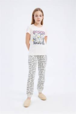 PYJAMA AVEC T-SHIRT INPRIMÉ GARFIELD ET PANTALON À TAILLE ÉLASTIQUE POUR FILLE
