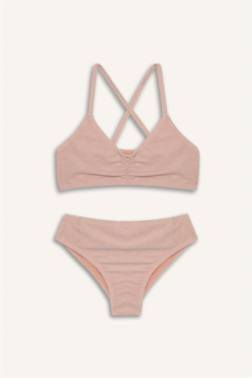 طقم بكيني بناتي قماش لامع - قطعتين