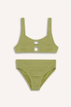 طقم بكيني بناتي أخضر - قطعتين