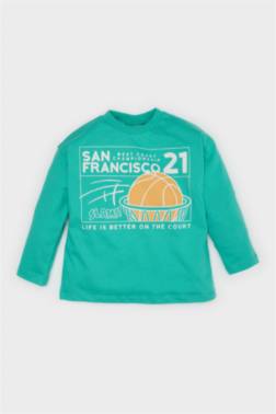 تيشيرت رياضي اولادي كم طويل قصة عادية بياقة مستديرة